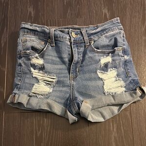 Aeropostale Blue Jean Shorts Distressed Cuffed Hem